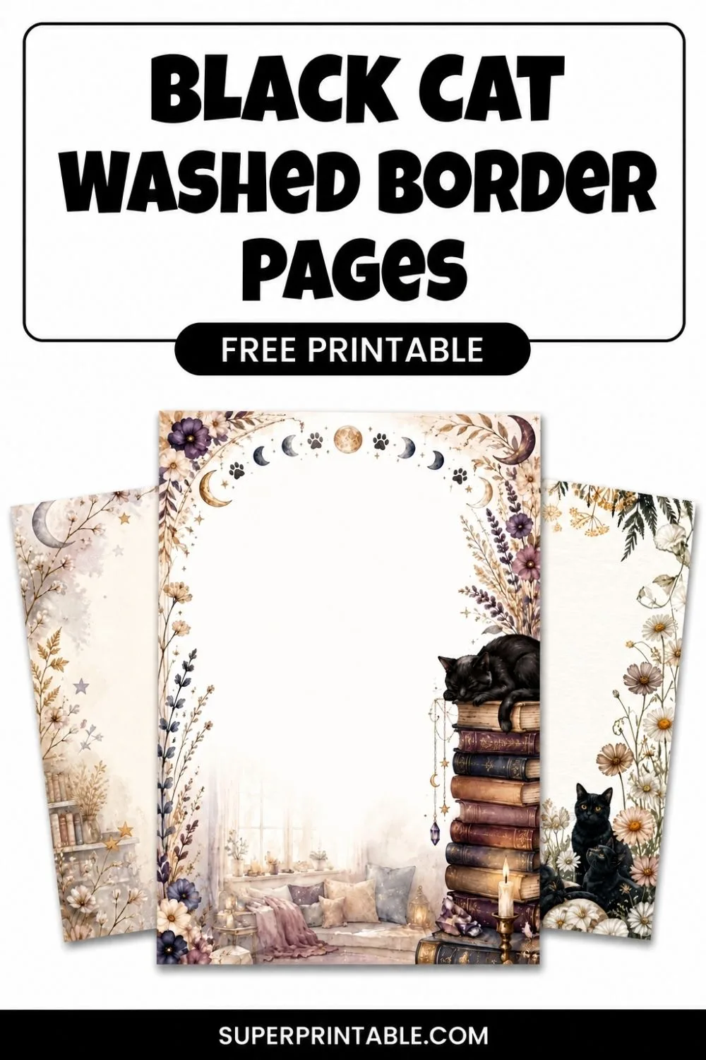 12+ Black Cat Washed Border Pages Pinterest Image