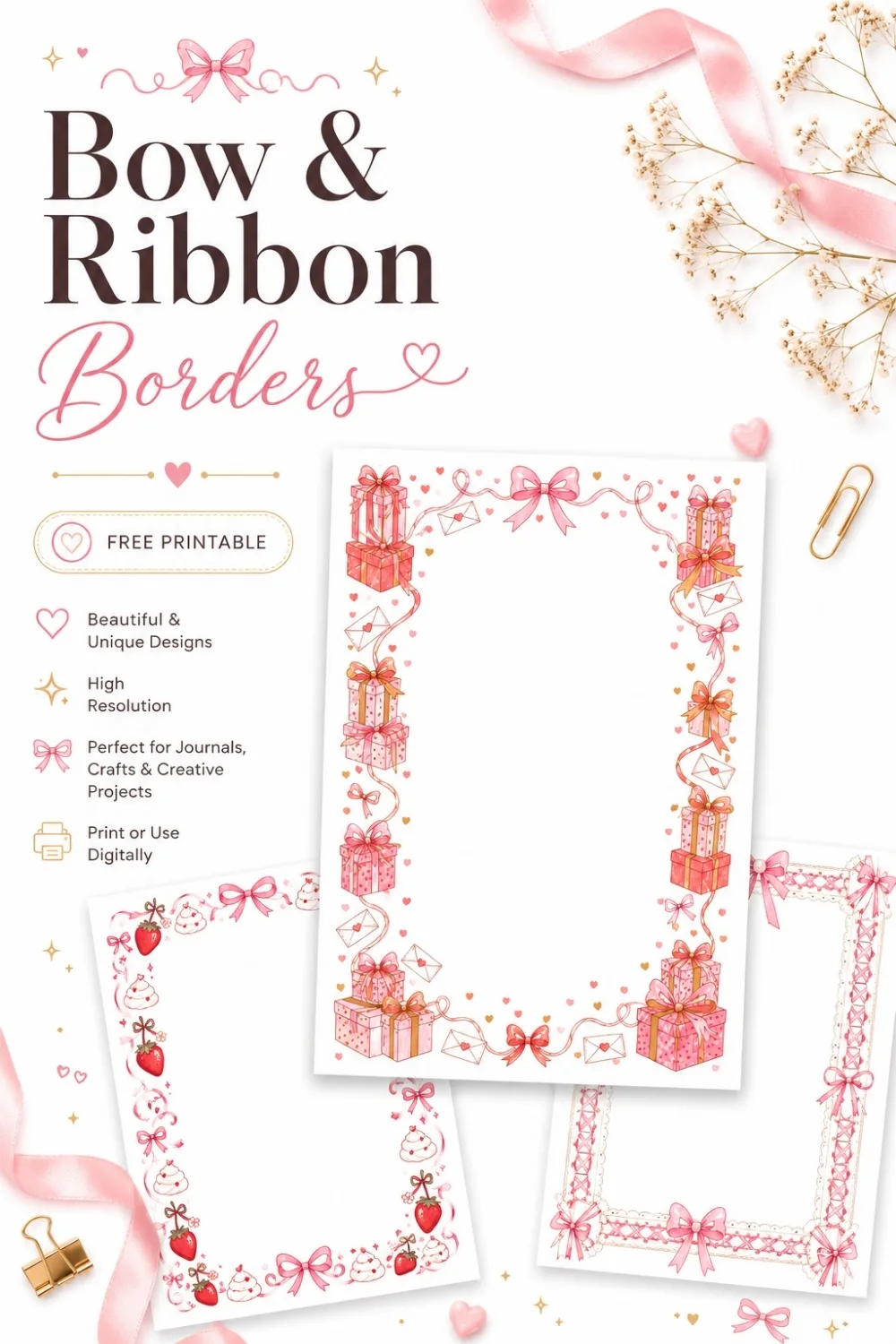 12+ Bow and Ribbon Borders Pinterest Image
