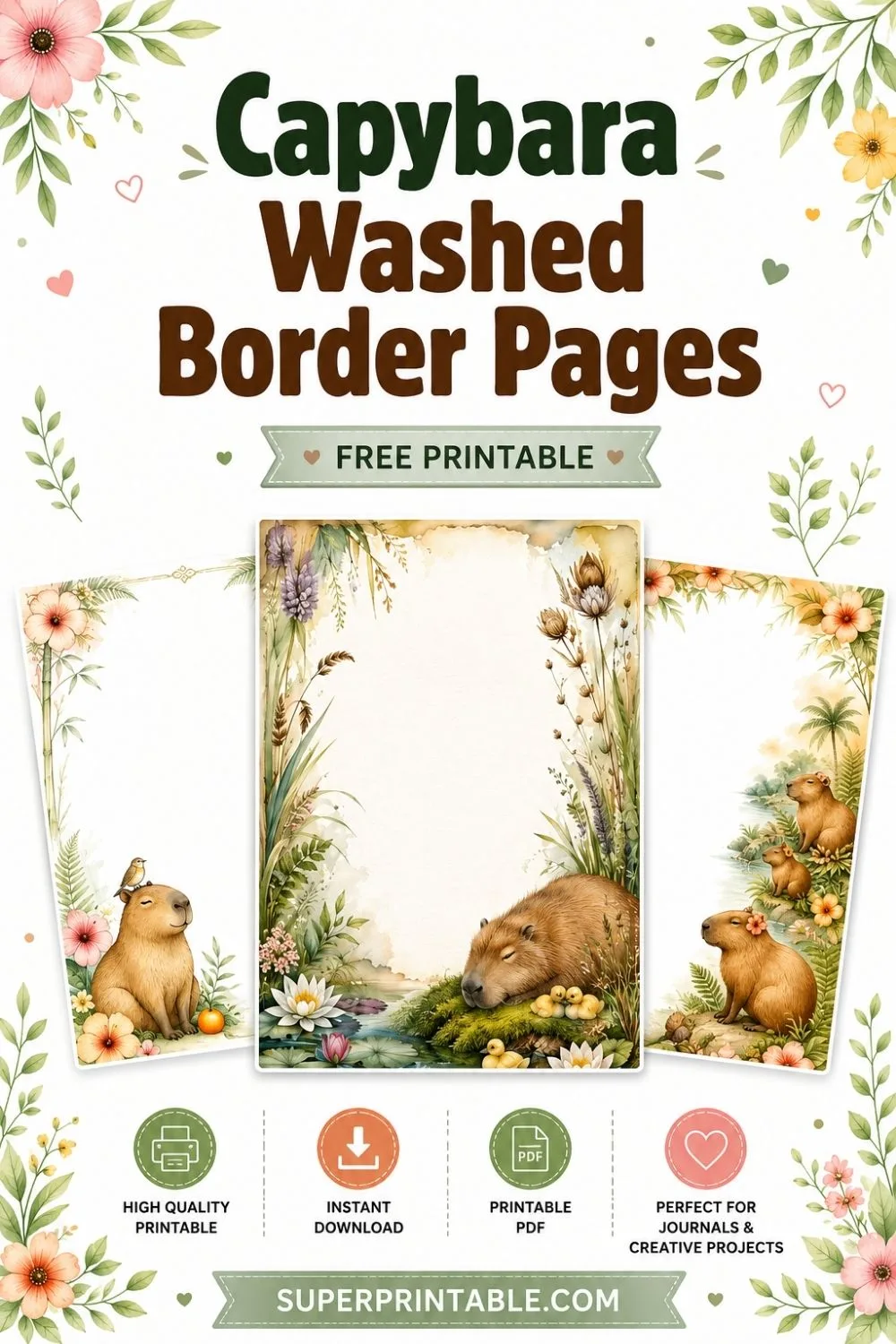 12+ Capybara Washed Border Pages Pinterest Image