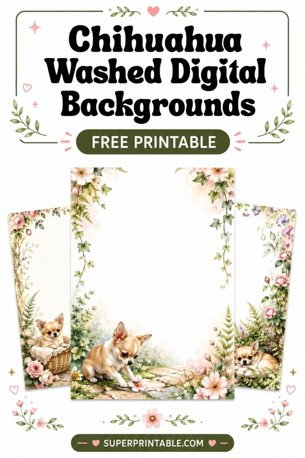 12+ Chihuahua Washed Digital Backgrounds Pinterest Image