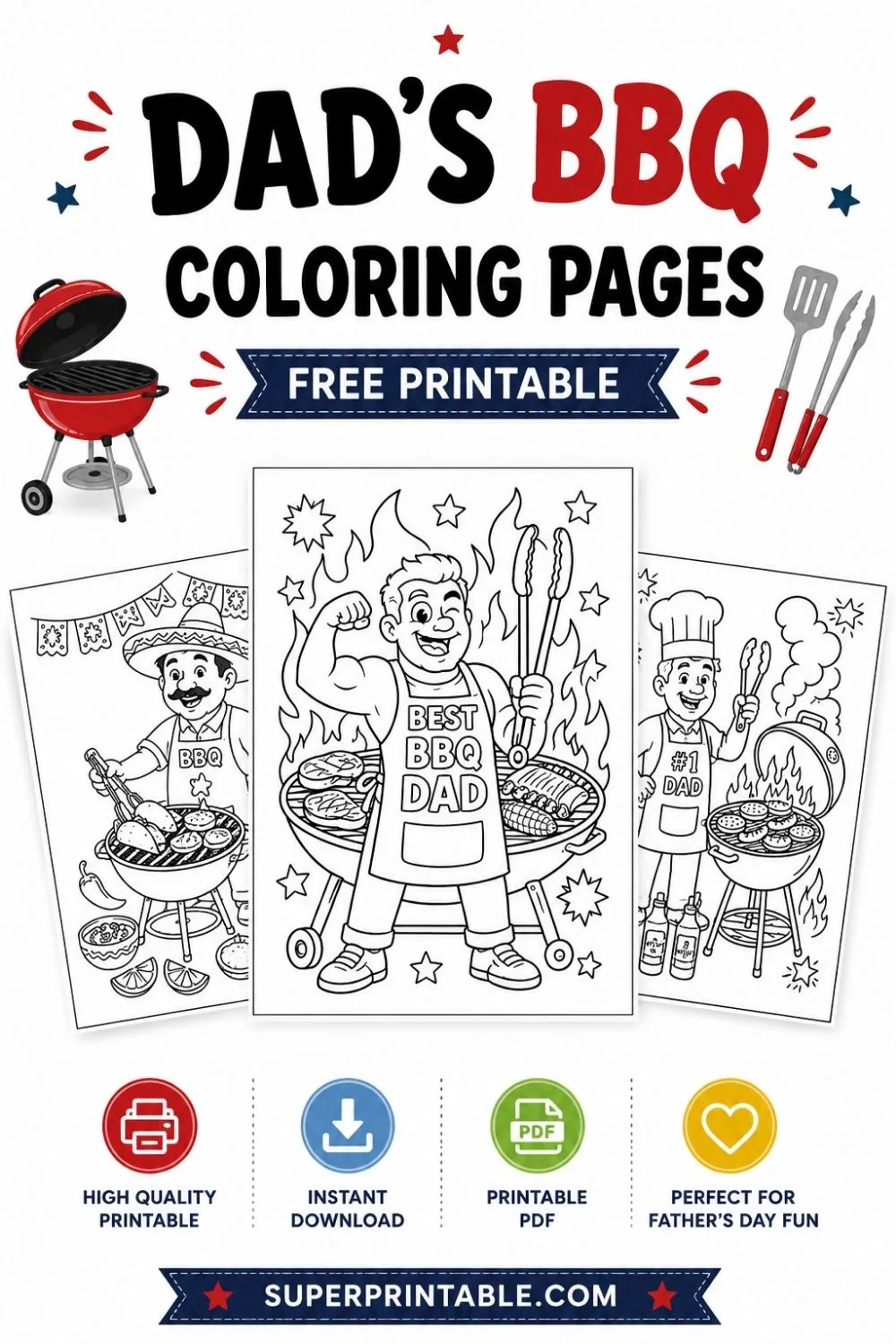 12+ Dad's BBQ Coloring Pages Pinterest Image