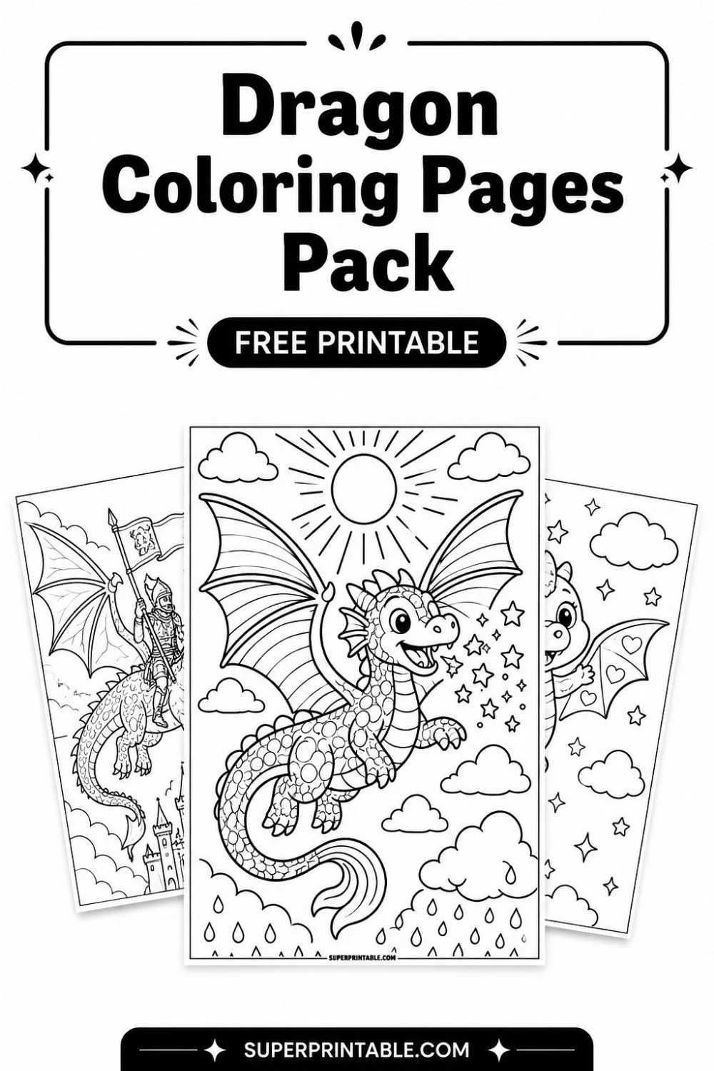 12+ Dragon Coloring Pages Pinterest Image