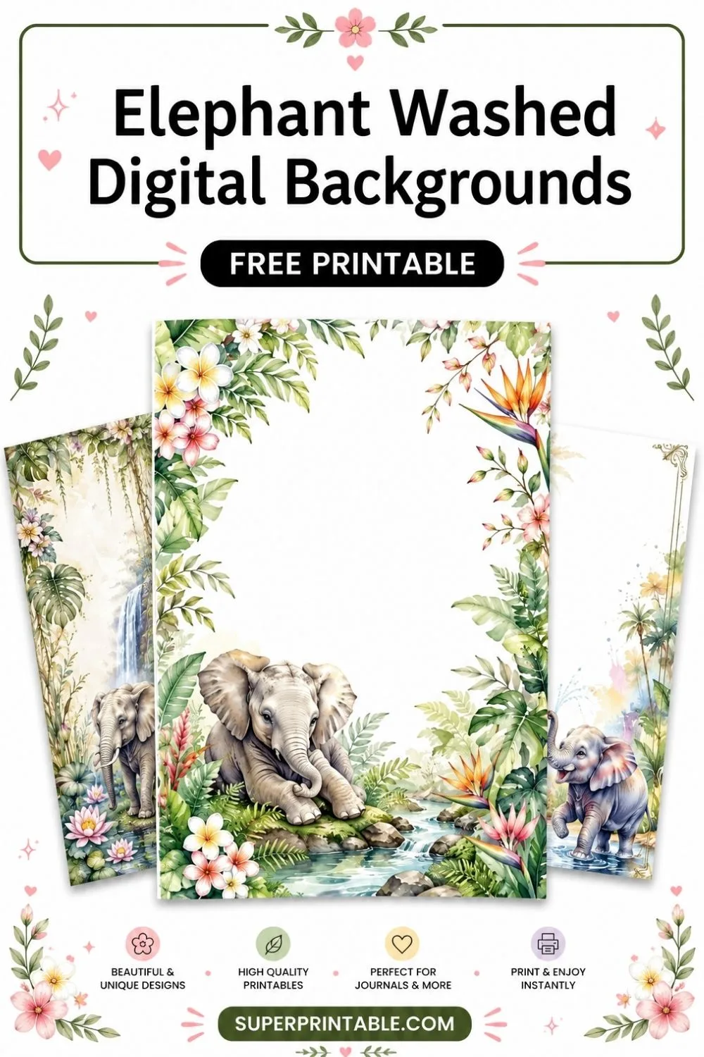12+ Elephant Washed Digital Backgrounds Pinterest Image