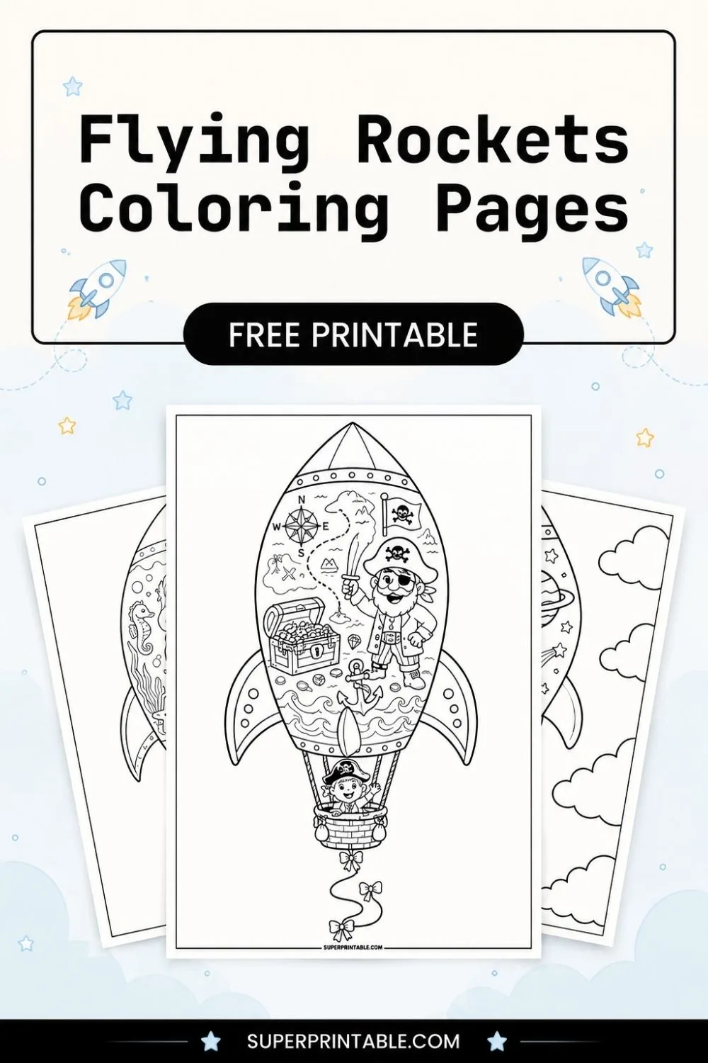 12+ Flying Rockets Coloring Pages Pinterest Image
