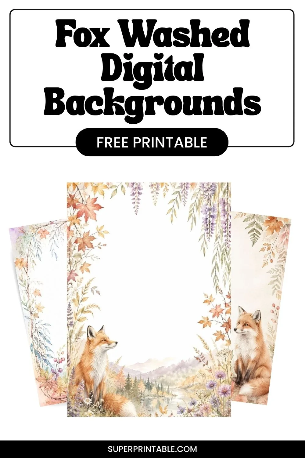 12+ Fox Washed Digital Backgrounds Pinterest Image
