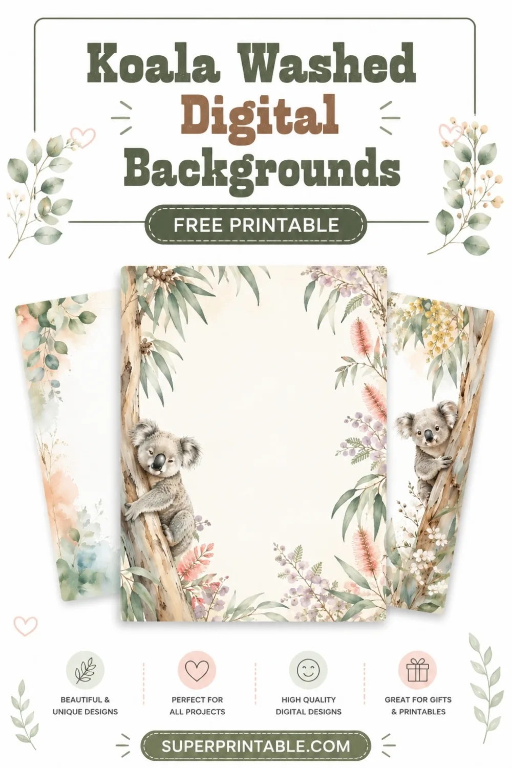 12+ Koala Washed Digital Backgrounds Pinterest Image