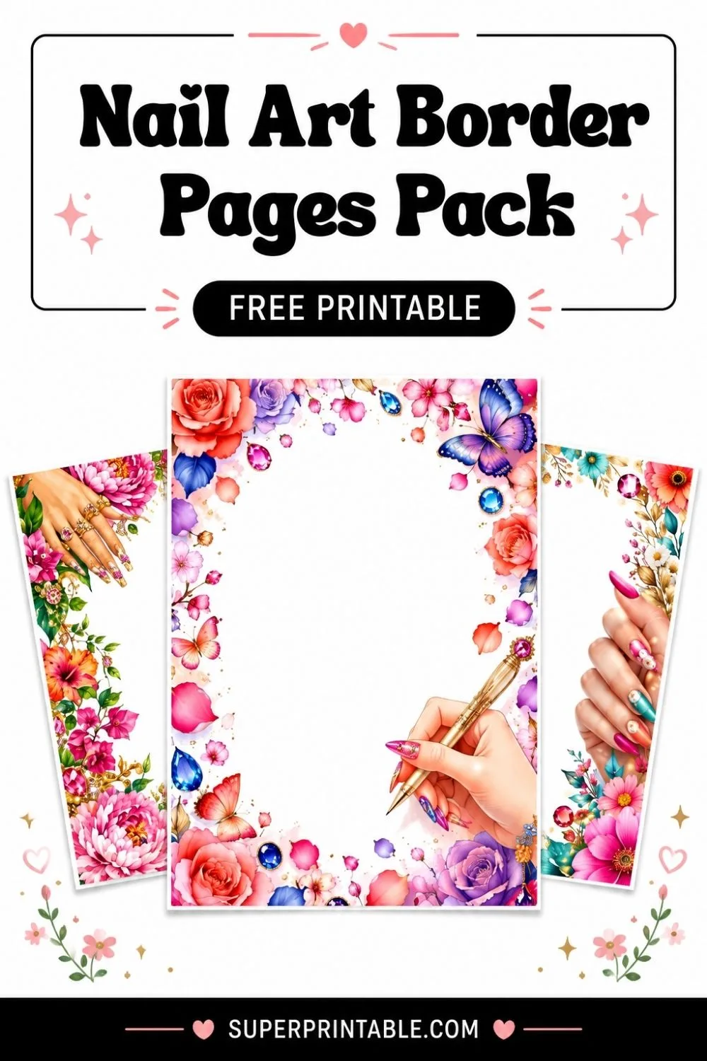 12+ Nail Art Border Pages Pack Pinterest Image