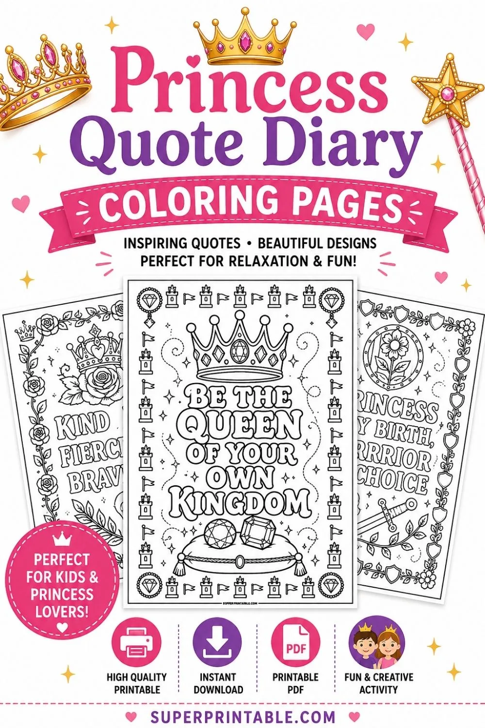 12+ Princess Quote Diary Coloring Pages Pinterest Image