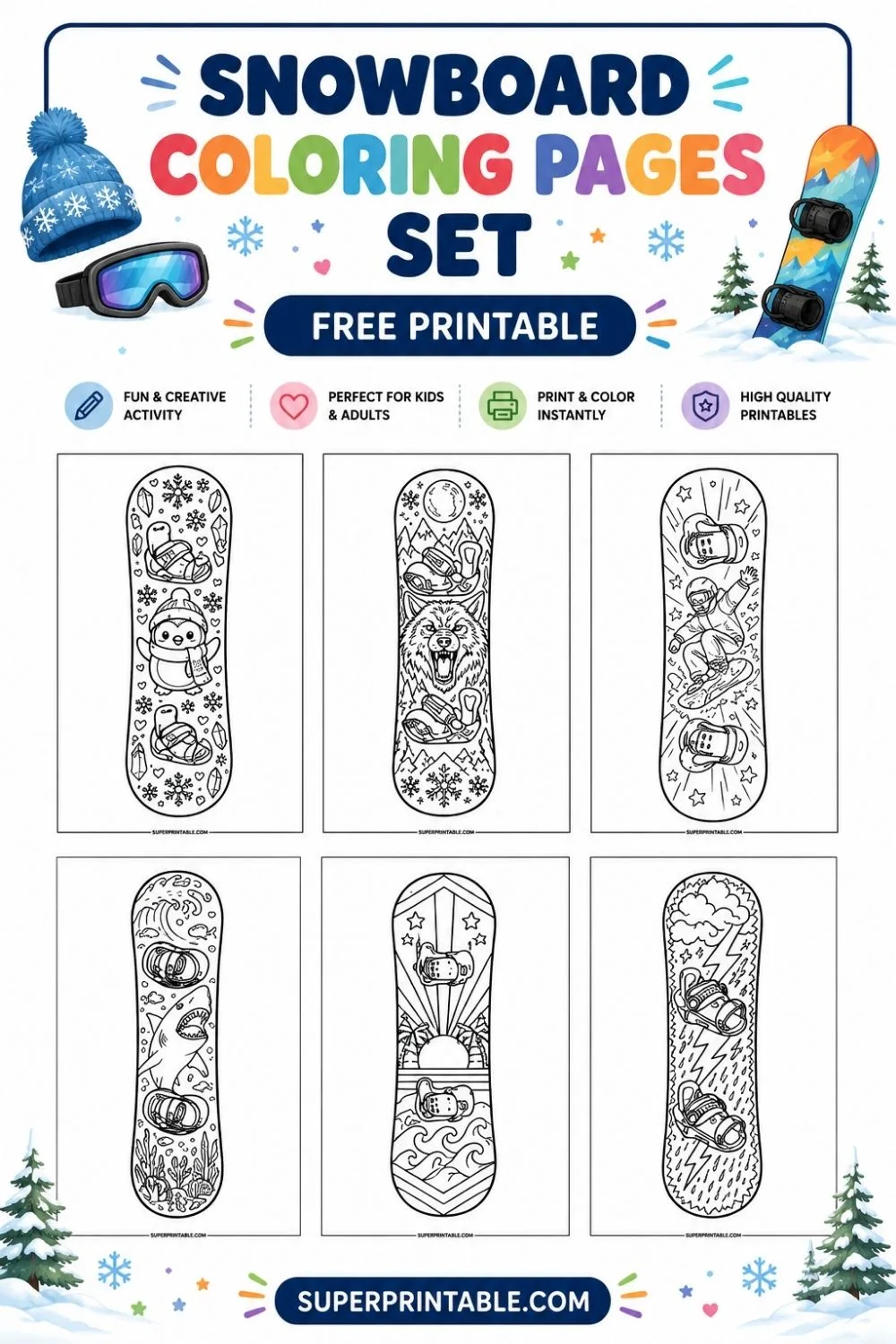 12+ Snowboard Coloring Pages Pinterest Image