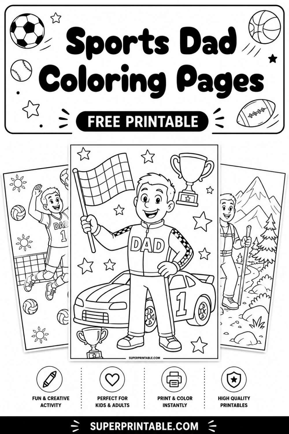 12+ Sports Dad Coloring Pages Pinterest Image