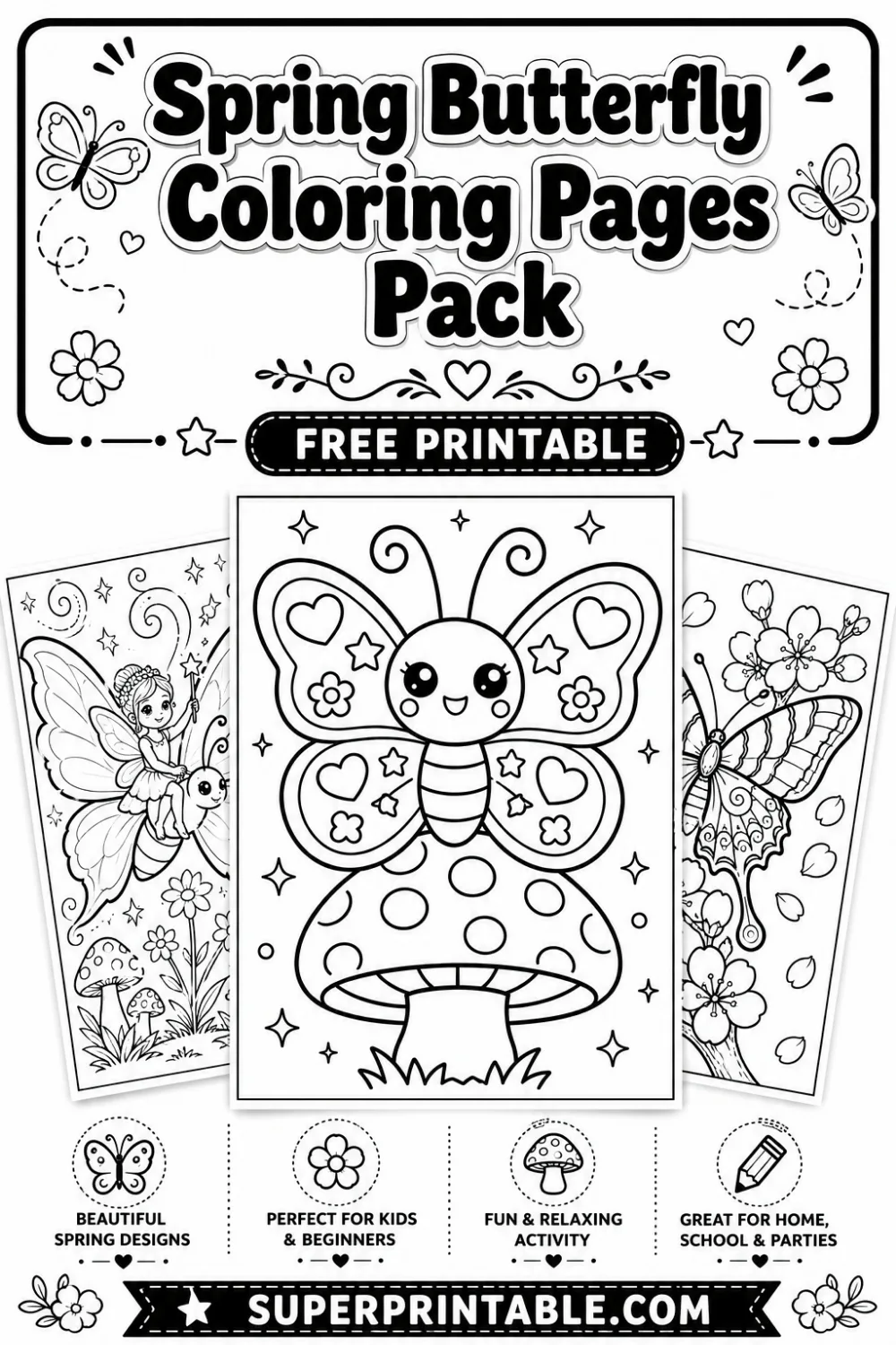 12+ Spring Butterfly Coloring Pages Pinterest Image