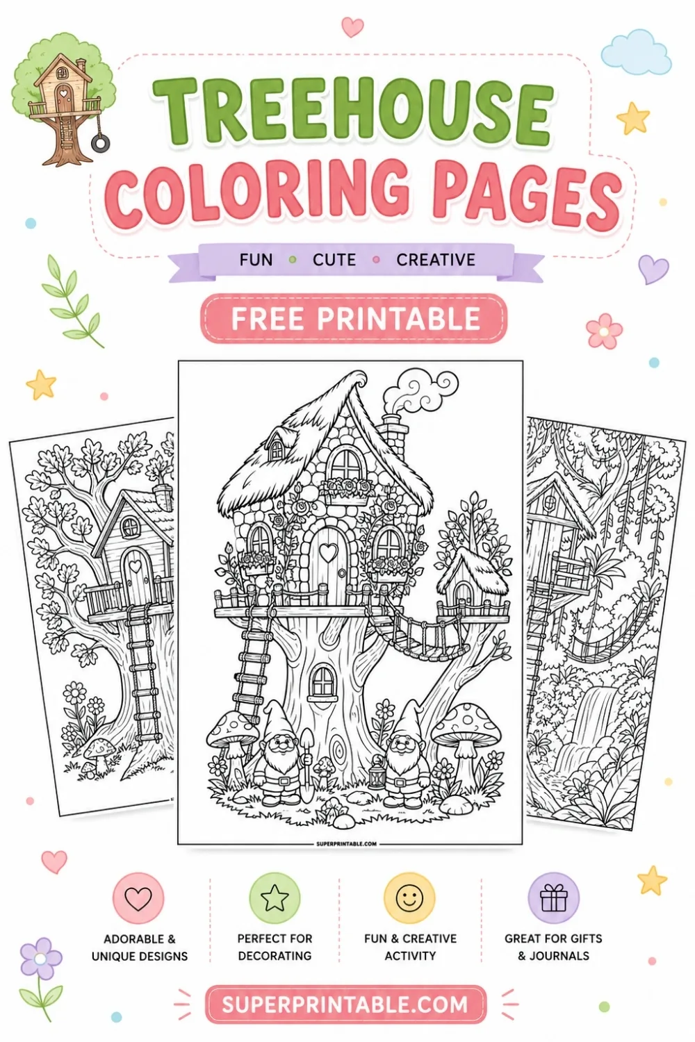 12+ Treehouse Coloring Pages Pinterest Image