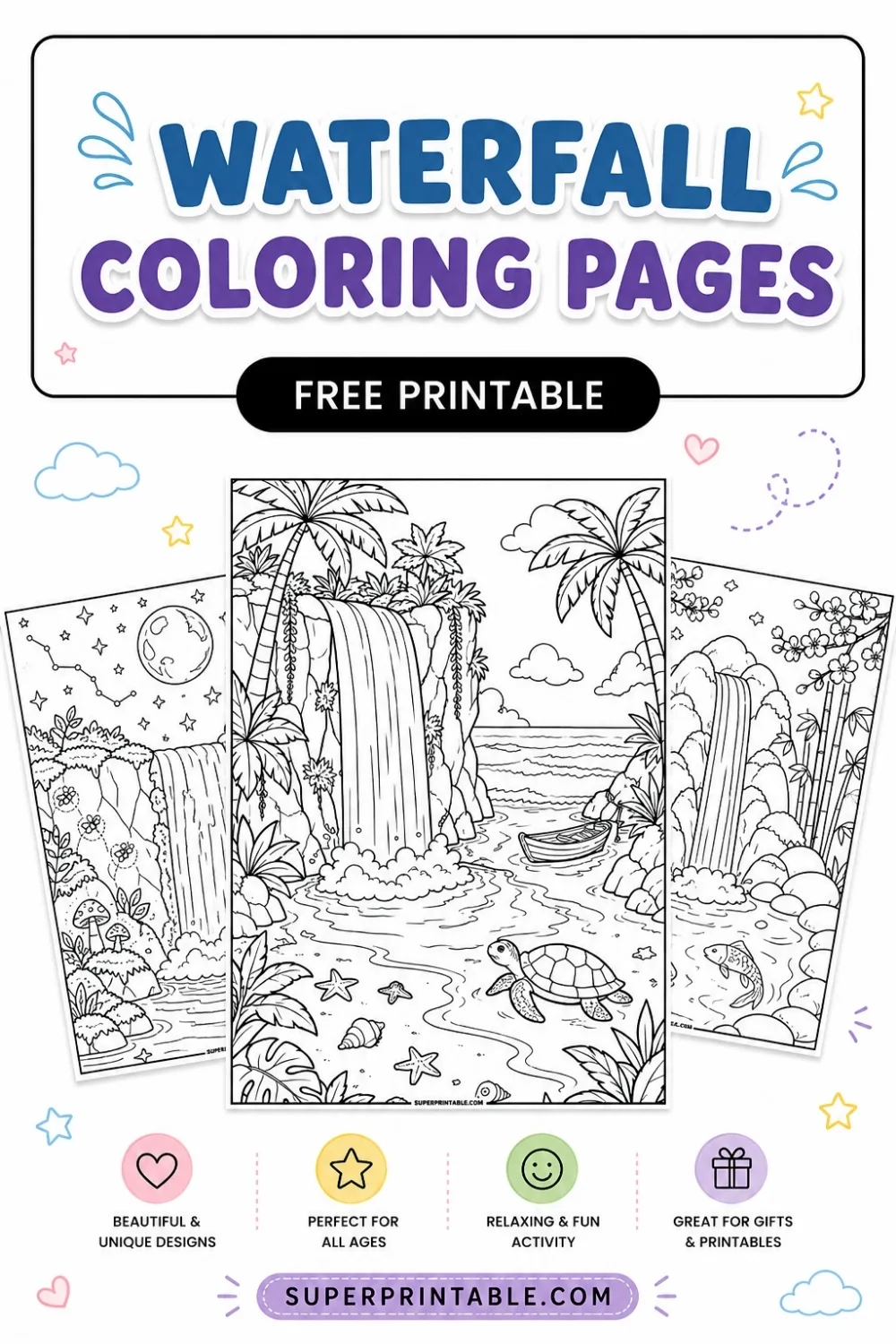 12+ Waterfall Coloring Pages Pinterest Image