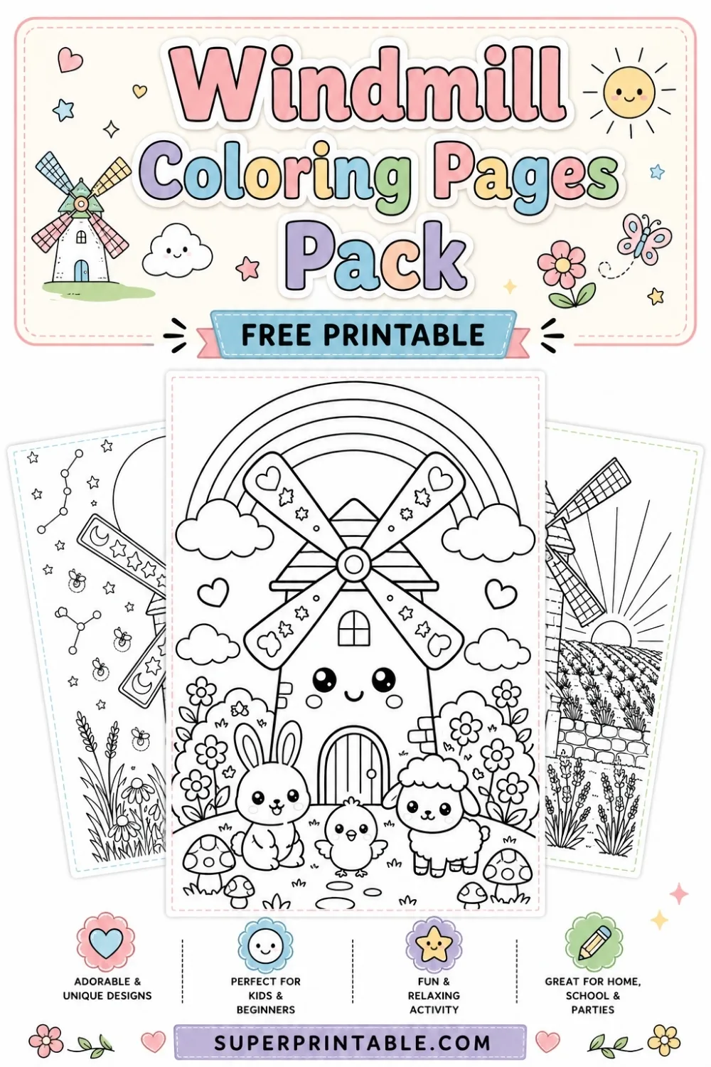 12+ Windmill Coloring Pages Pinterest Image