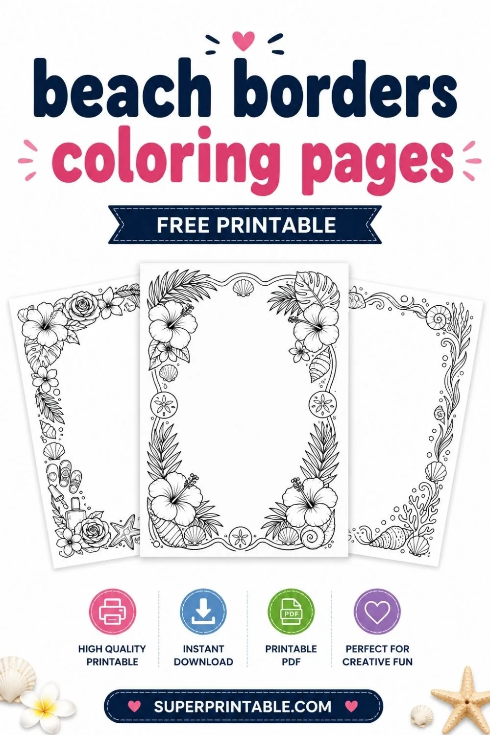 15+ Beach Borders Coloring Pages Pinterest Image