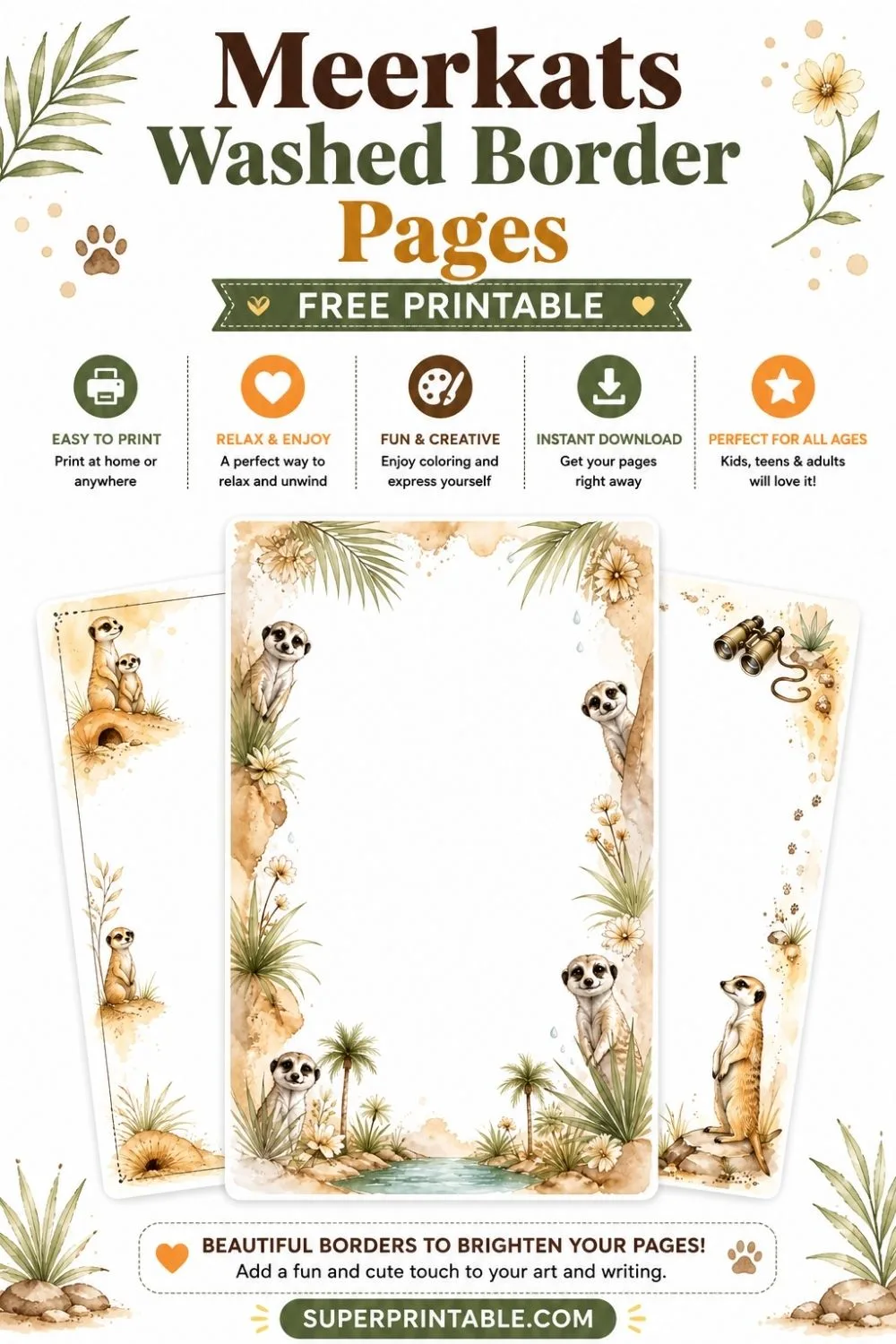 15+ Meerkats Washed Border Pages Pinterest Image
