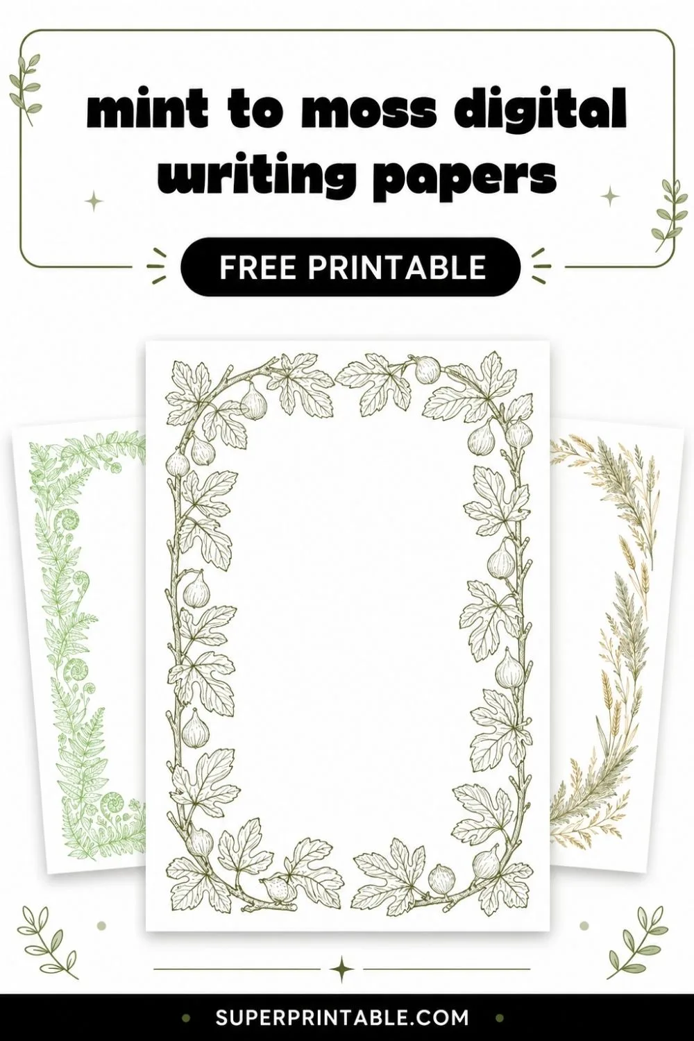 15+ Mint to Moss Digital Writing Papers Pinterest Image