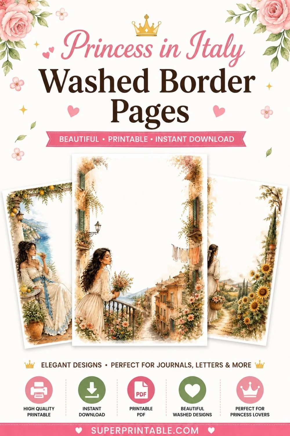 15+ Princess in Italy Washed Border Pages Pinterest Image