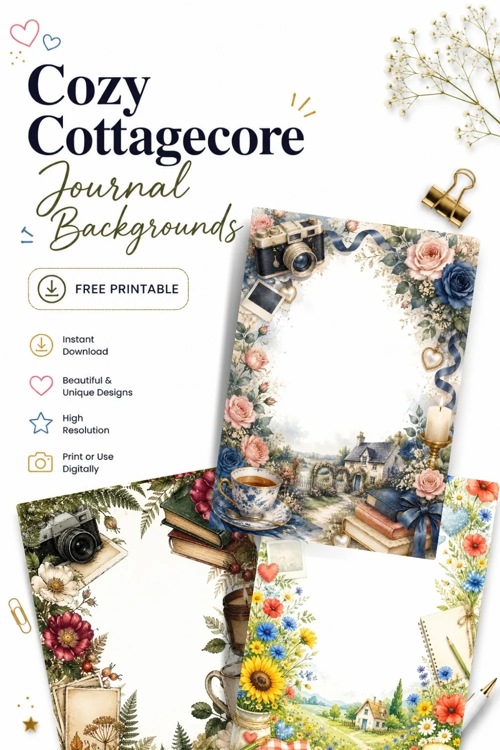 18+ Cozy Cottagecore Journal Backgrounds Pinterest Image