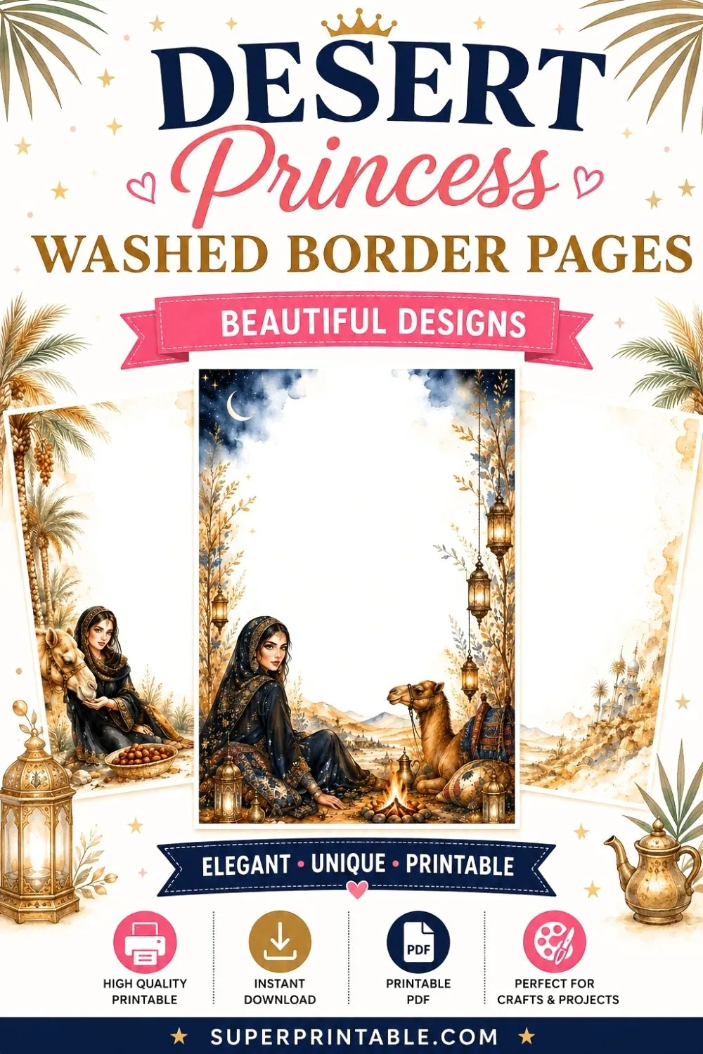 18+ Desert Princess Washed Border Pages Pinterest Image