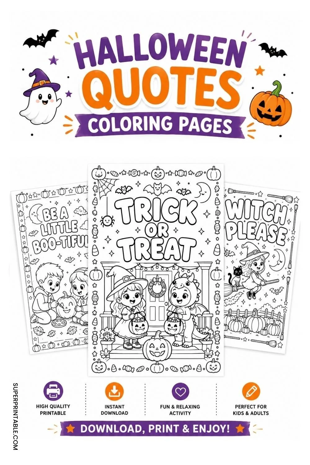 18+ Halloween Quotes Coloring Pages Pinterest Image