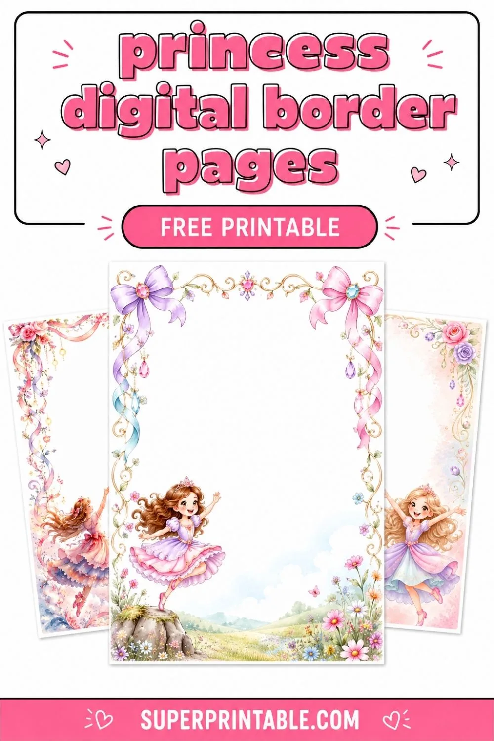 18+ Princess Digital Border Pages Pinterest Image