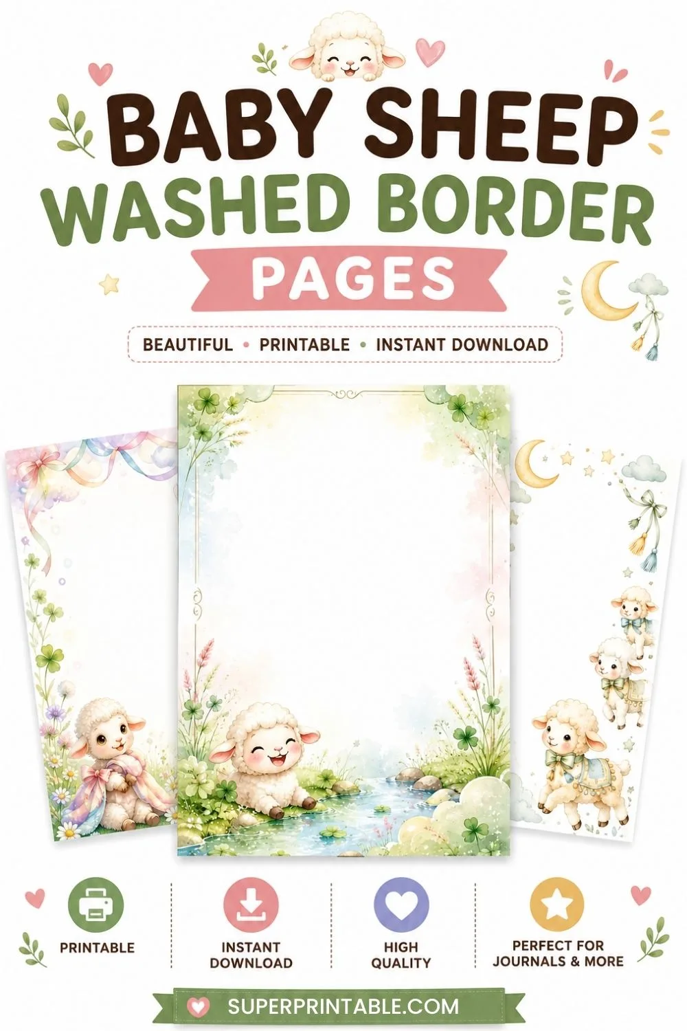 20 Baby Sheep Washed Border Pages Pinterest Image