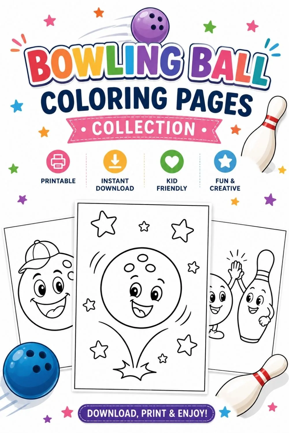 20 Bowling Ball Coloring Pages Pinterest Image