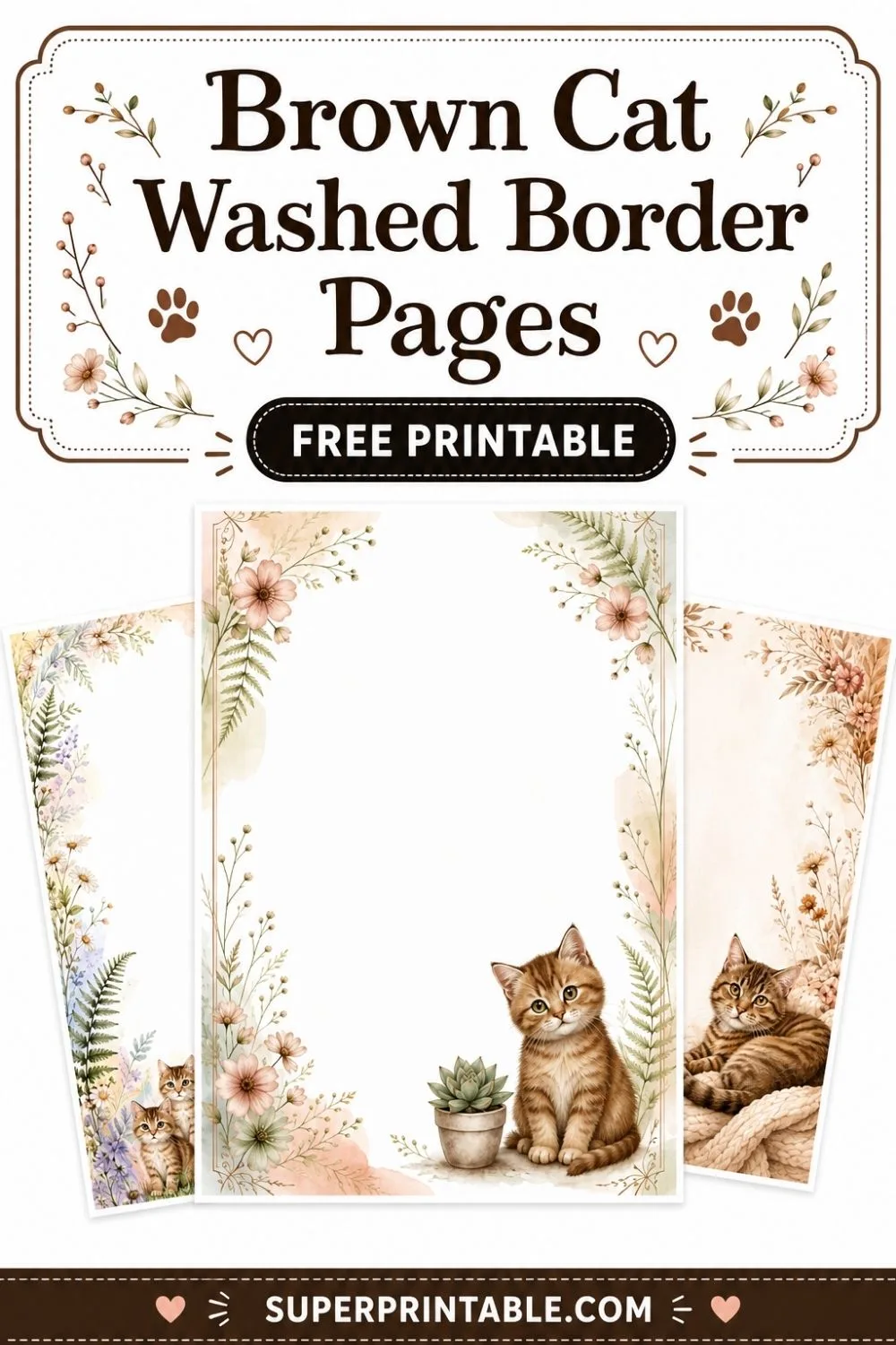 20+ Brown Cat Washed Border Pages Pinterest Image