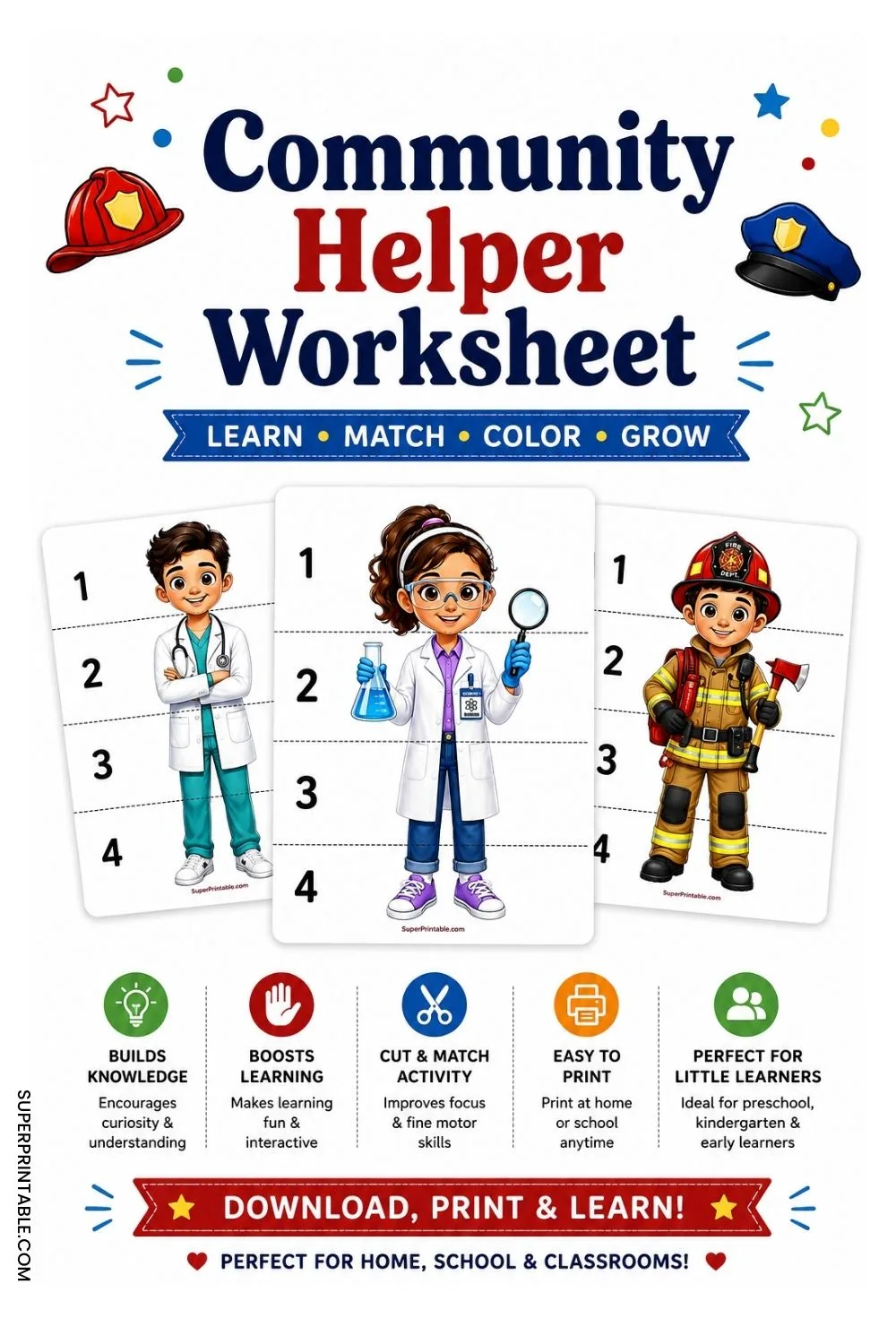 20 Community Helper Worksheet Pinterest Image