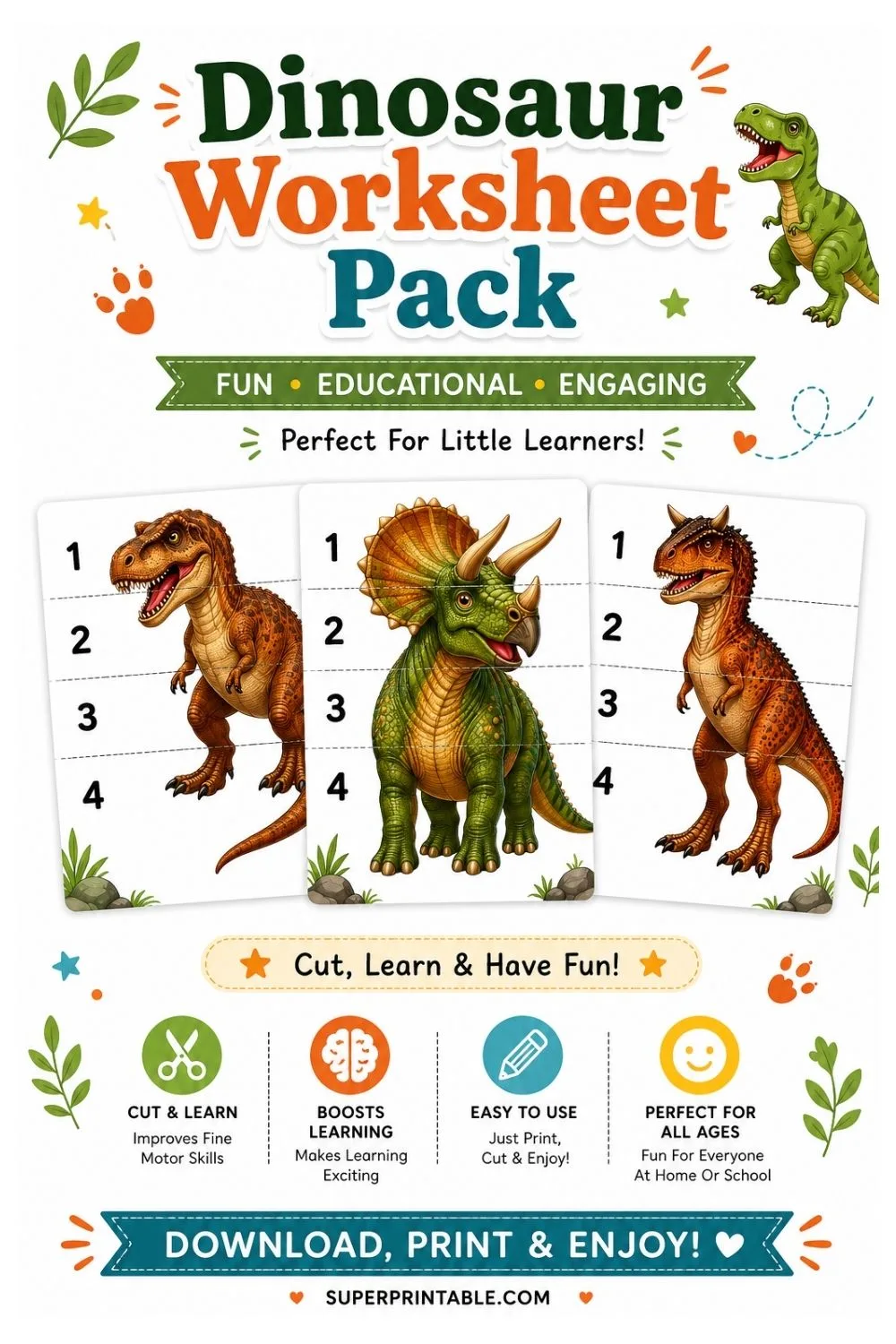 20 Dinosaur Worksheet Pinterest Image