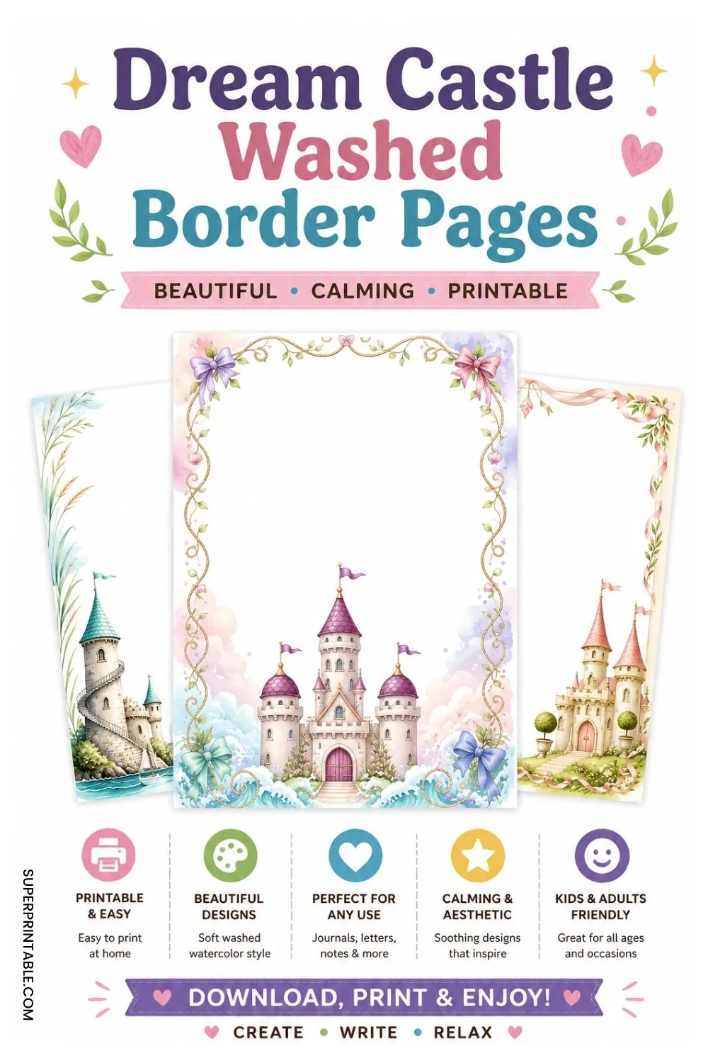 20 Dream Castle Washed Border Pages Pinterest Image