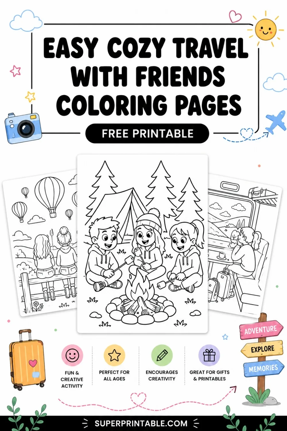 20 Easy Cozy Travel With Friends Coloring Pages Pinterest Image
