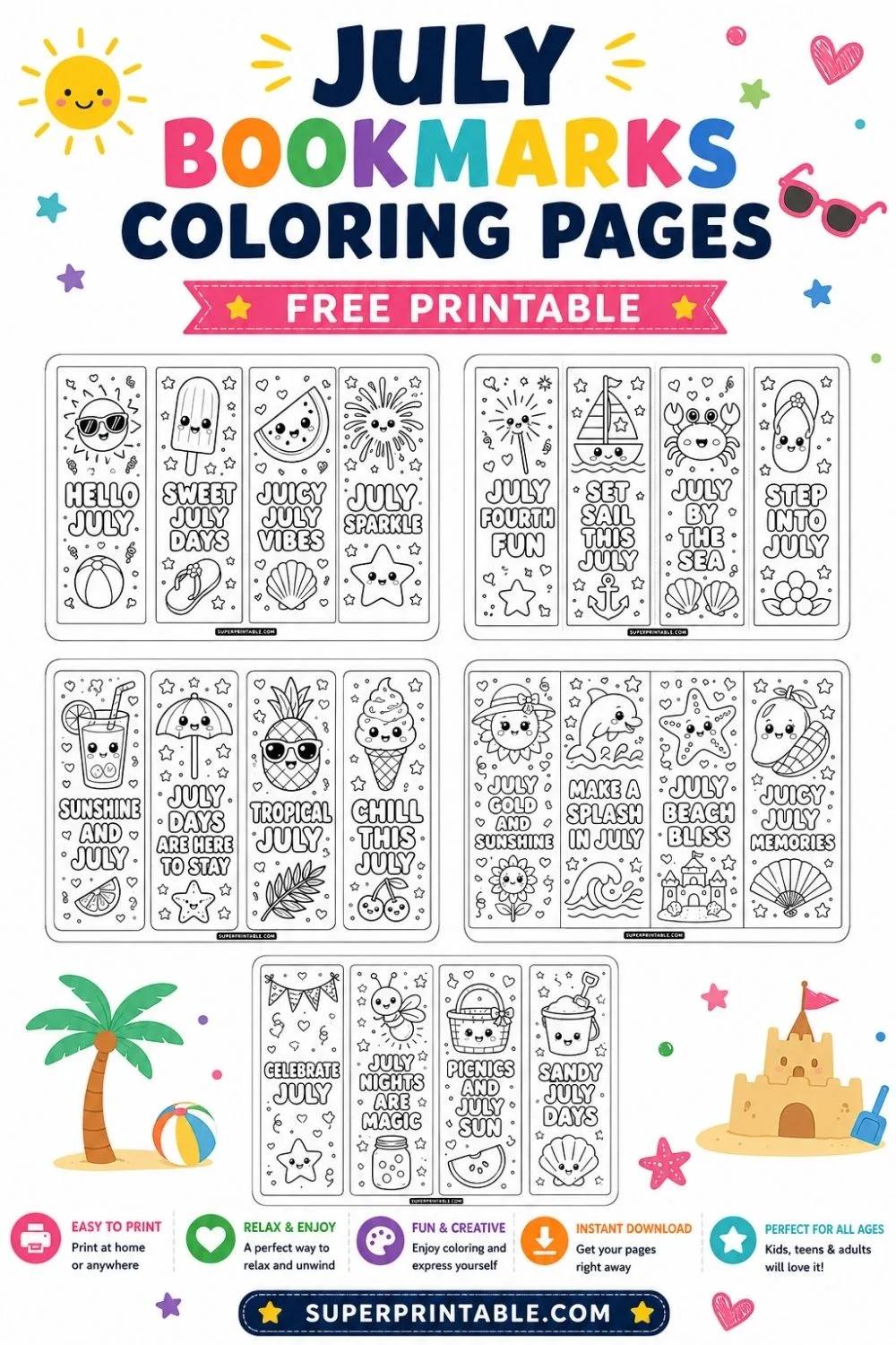 20 July Bookmarks Coloring Pages Pinterest Image