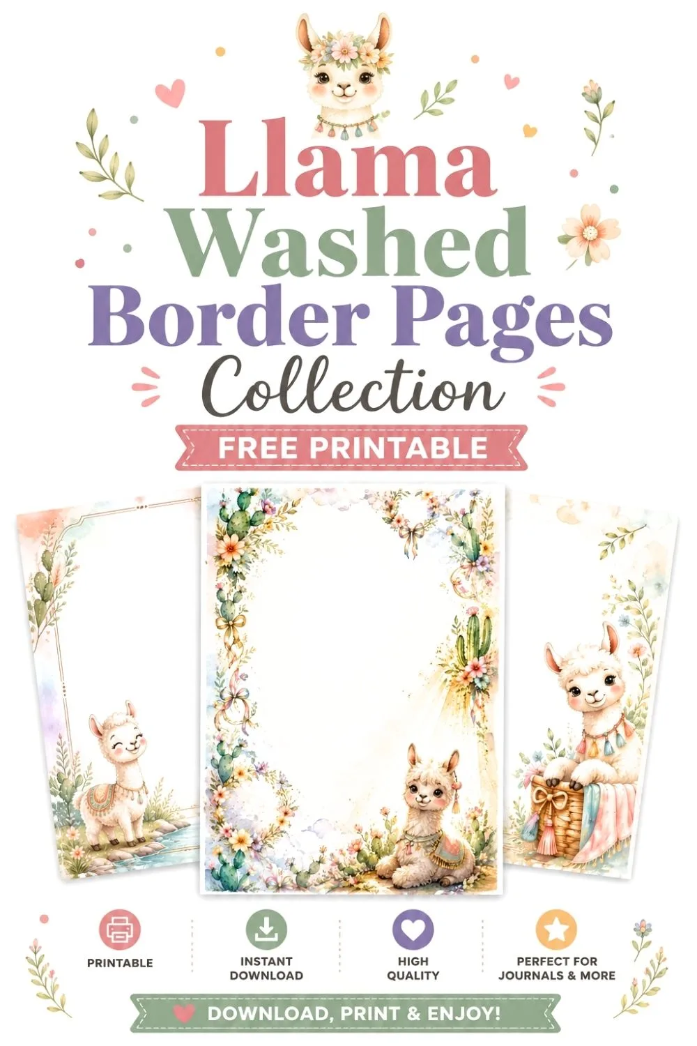 20 Llama Washed Border Pages Pinterest Image