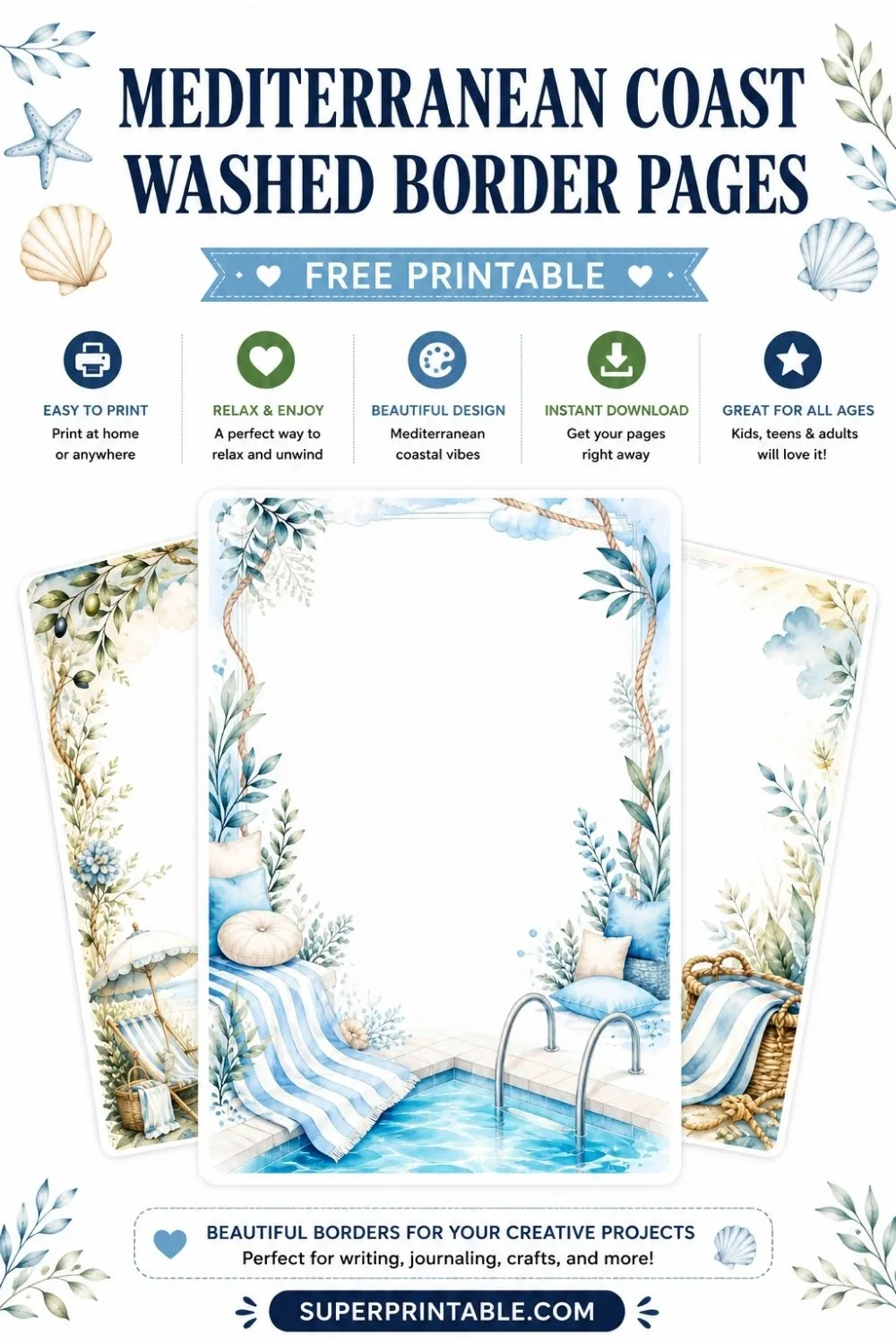 20 Mediterranean Coast Washed Border Pages Pinterest Image