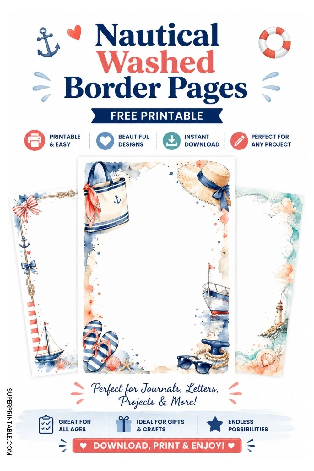 20 Nautical Washed Border Pages Pinterest Image