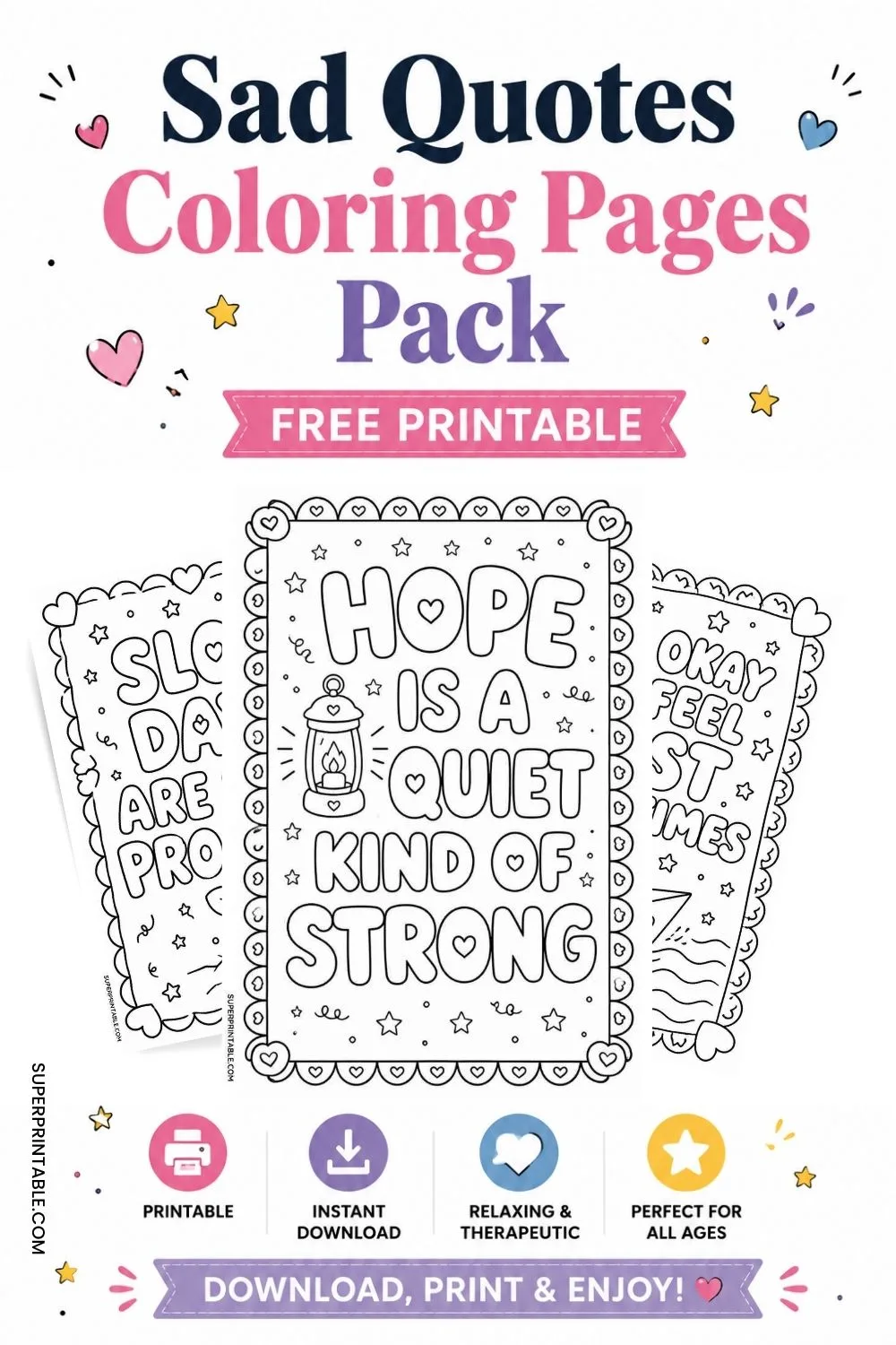 20 Sad Quotes Coloring Pages Pinterest Image