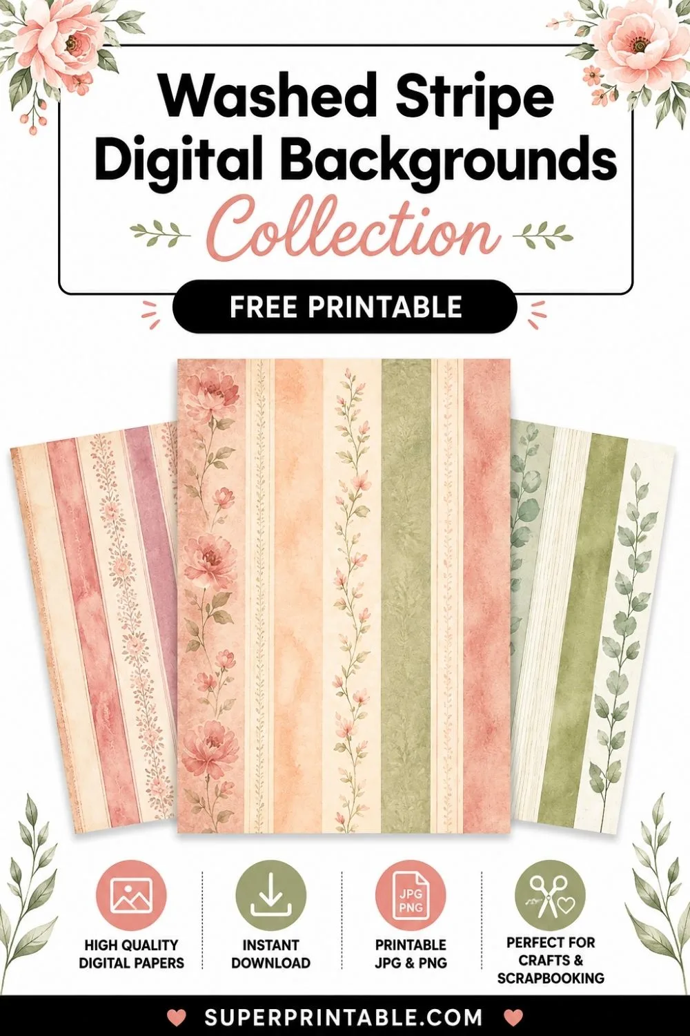 20 Washed Stripe Digital Backgrounds Pinterest Image