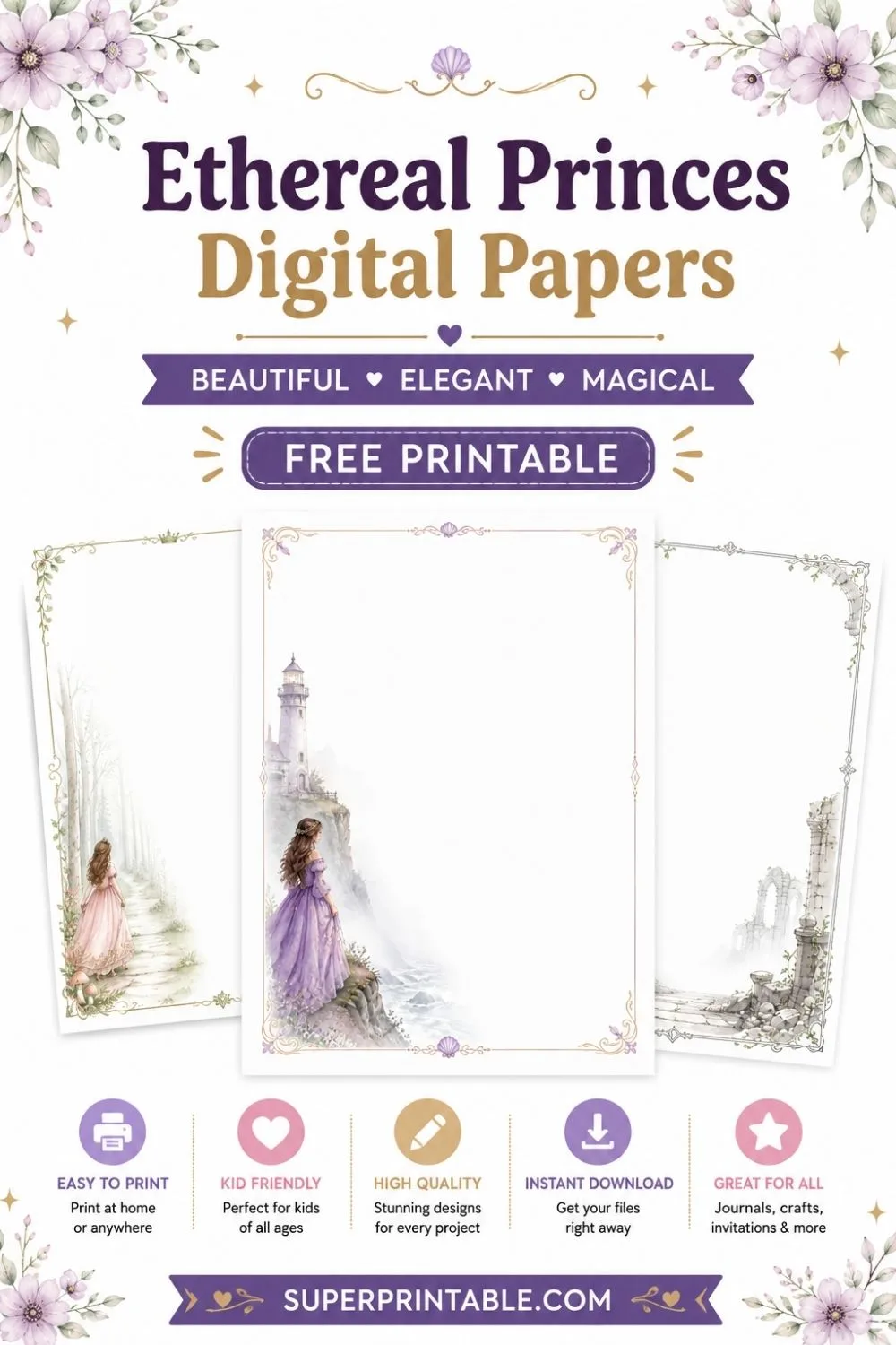24+ Ethereal Princes Digital Papers Pinterest Image