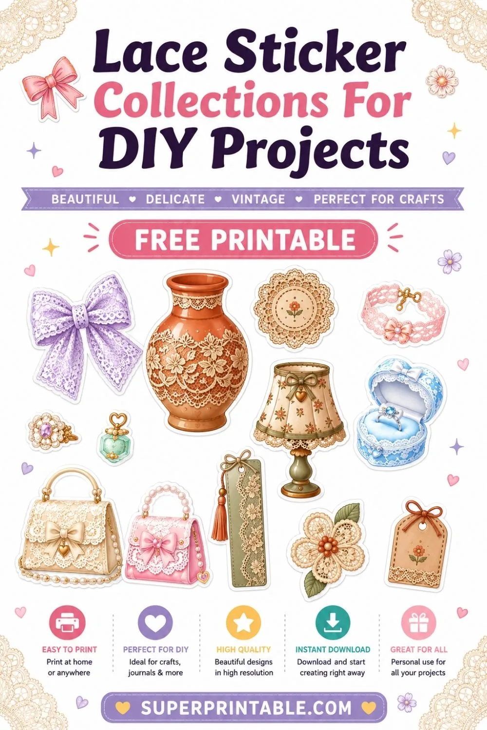 30 Lace Sticker Collections For DIY Projects Pinterest Image
