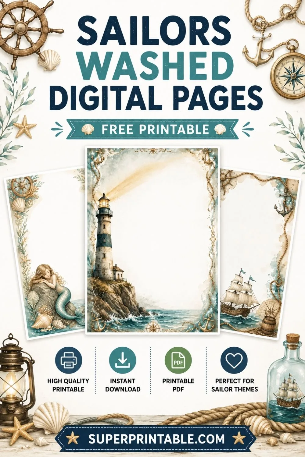 30 Sailors Washed Digital Pages Pinterest Image