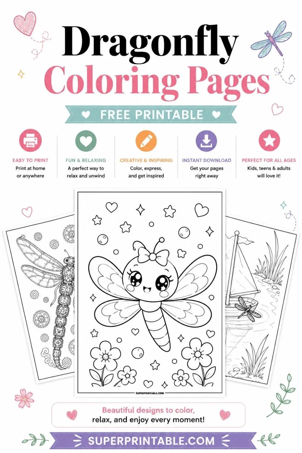 40+ Dragonfly Coloring Pages Pinterest Image