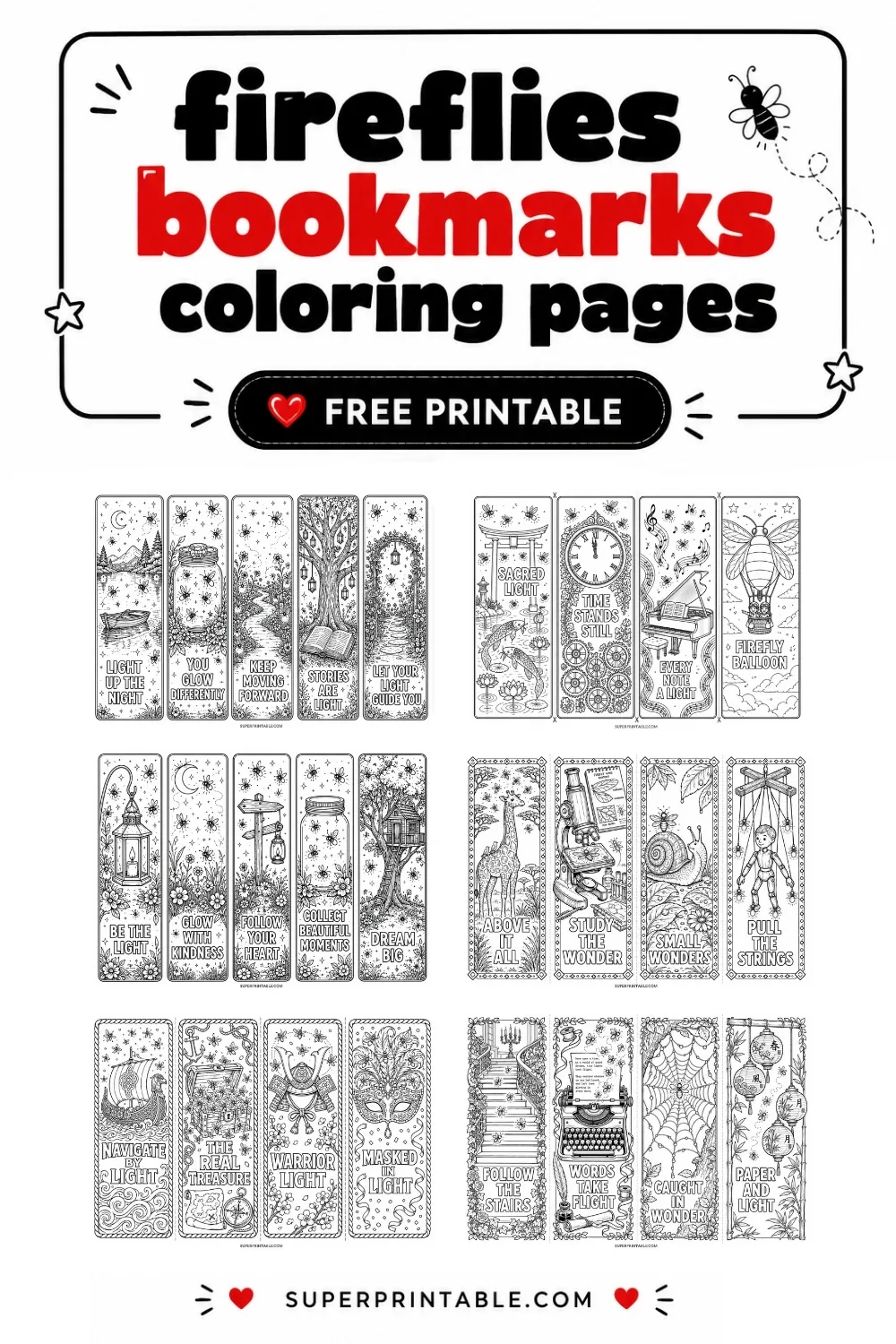 45+ Fireflies Bookmarks Coloring Pages Pinterest Image