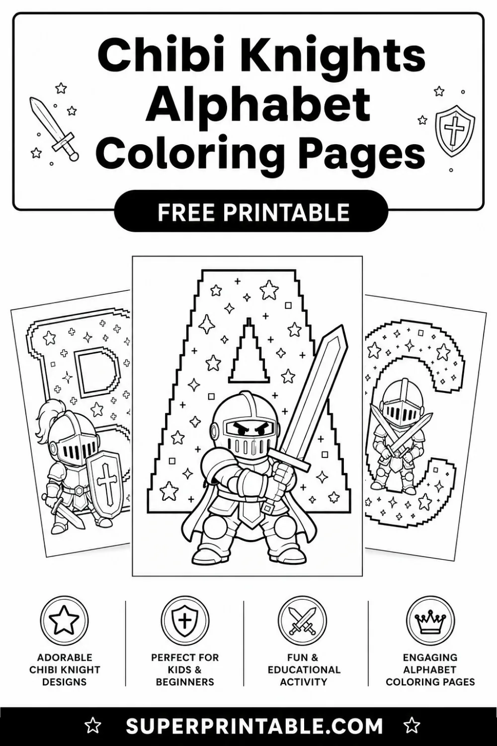Chibi Knights Alphabet Coloring Pages Pinterest Image