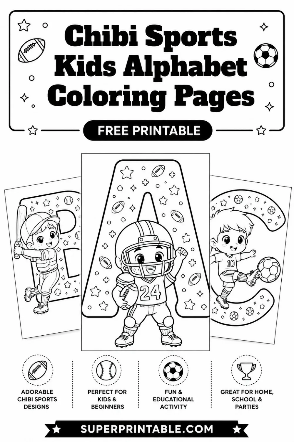 Chibi Sports Kids Alphabet Coloring Pages Pinterest Image