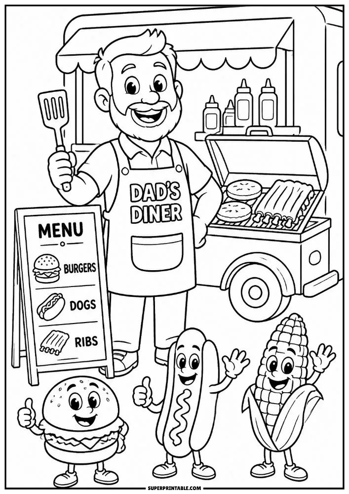 Dad's BBQ Coloring Pages 7