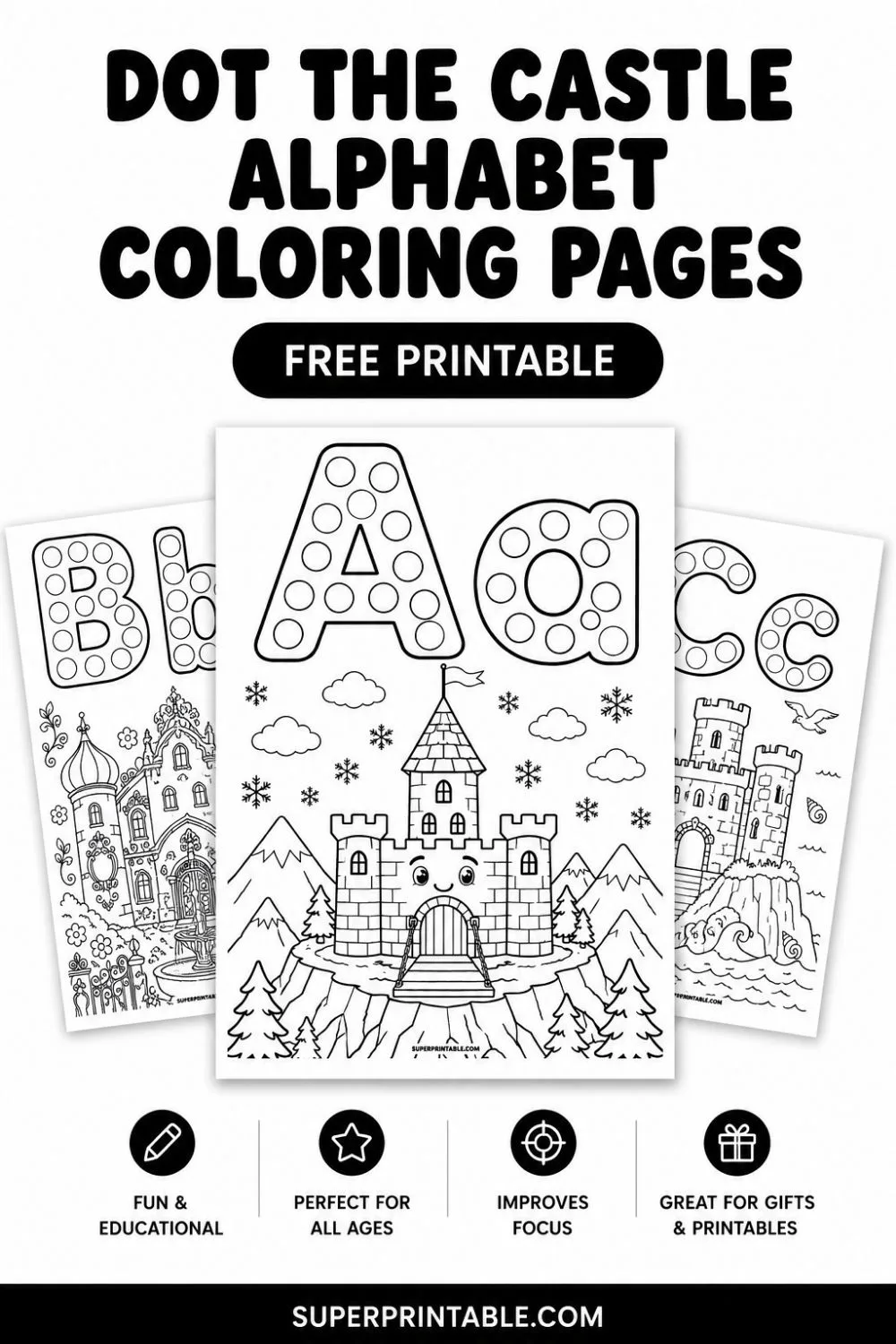 Dot The Castle Alphabet Coloring Pages Pinterest Image