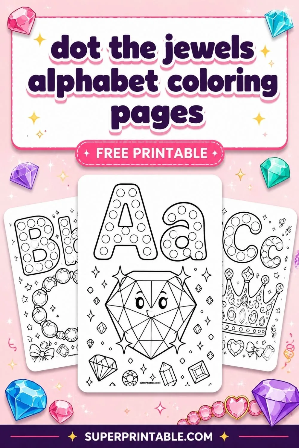 Dot The Jewels Alphabet Coloring Pages Pinterest Image