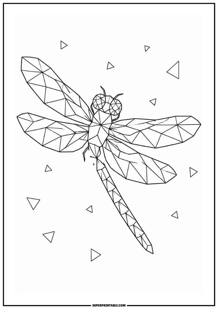 Dragonfly perched on a reed over a pond with water lilies, lily pads, and rippling water.